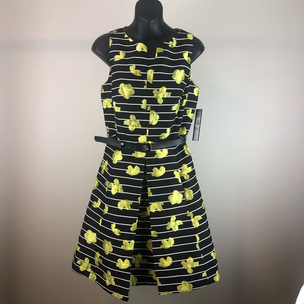 Tahari Arthur S. Levine Black Floral Dress NWT